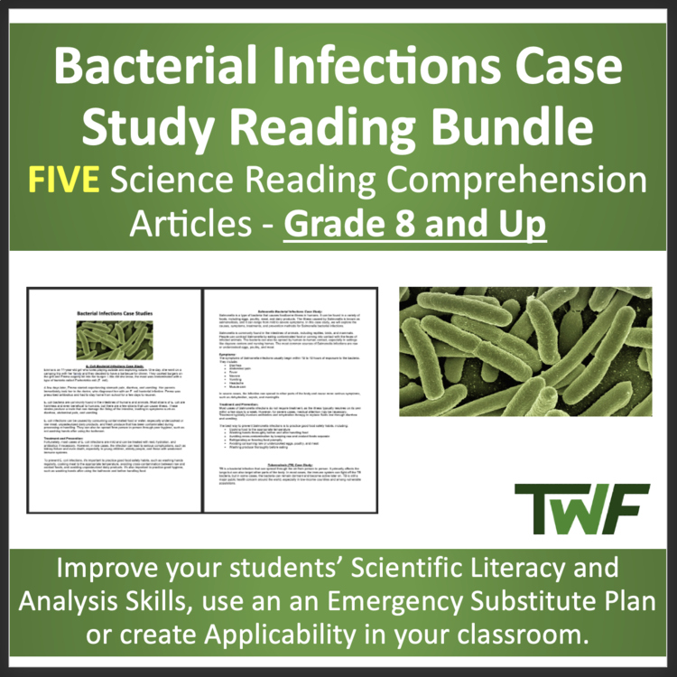 Bacterial Infections Case Study Reading Comprehension Bundle  - Grade 8 and Up