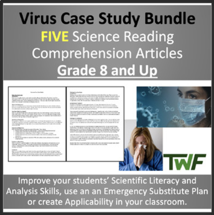 Common Viruses Case Study Reading Bundle - Grade 8 & Up | Rabies, Ebola, & more