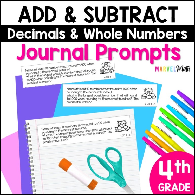 Math Journal Prompts - 4th grade Addition & Subtraction TEKS