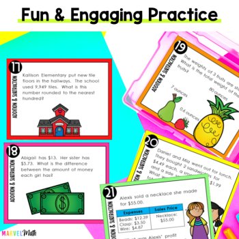 Addition & Subtraction STAAR PREP Task Cards: TEKS 4.4A, 4.4G, 4.10B, image 2