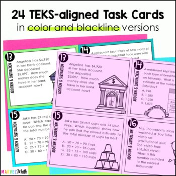 Addition & Subtraction STAAR PREP Task Cards: TEKS 4.4A, 4.4G, 4.10B, image 3