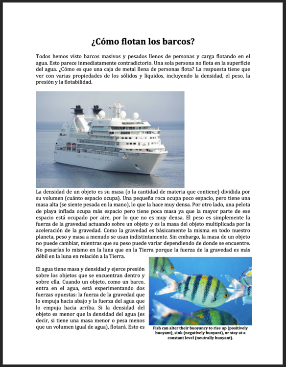Como flotan los barcos - How Do Ships Float - Spanish Version