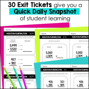 4th Grade Adding and Subtracting Decimals and Whole Numbers Exit Tickets, image 2