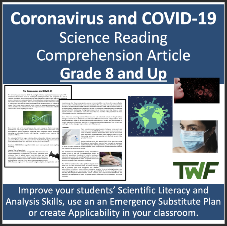 The Coronavirus and COVID Reading Comprehension Passage & Questions Grade 8 & Up