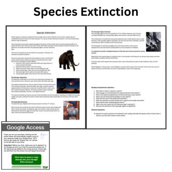 Species Extinction Reading Comprehension Passage & Questions | 6th, 7th, 8th, image 2