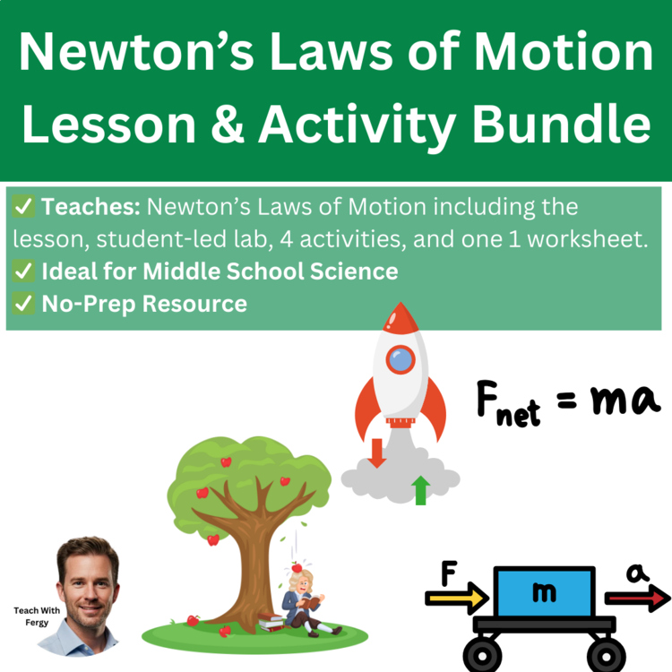 Newton's Three Laws of Motion Middle School Unit Bundle - MS-PS2-1 & MS-PS2-2