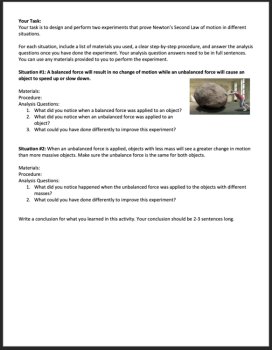 Newton’s Second Law Student-Led Lab | acceleration, mass, force | MS-PS2-2, image 3