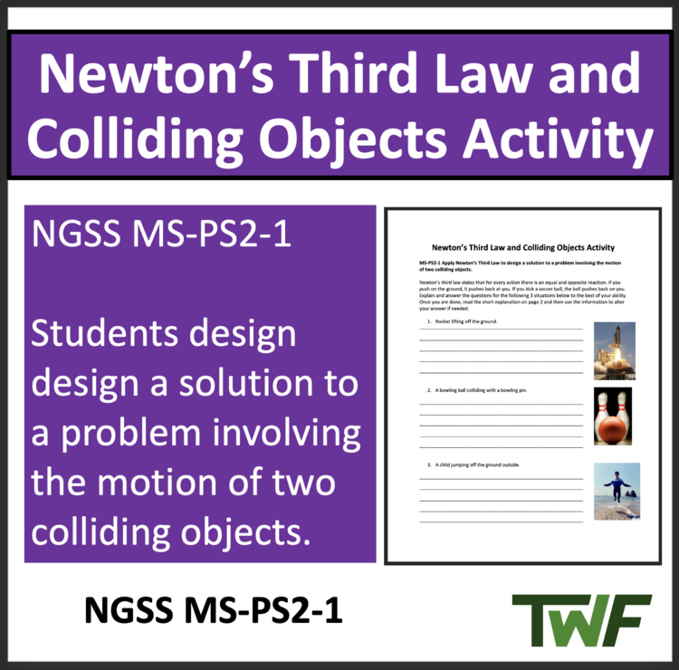 Newton’s Third Law and Colliding Objects Activity | Action Force MS-PS2-1