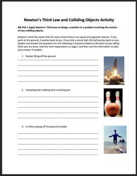 Newton’s Third Law and Colliding Objects Activity | Action Force MS-PS2-1, image 2