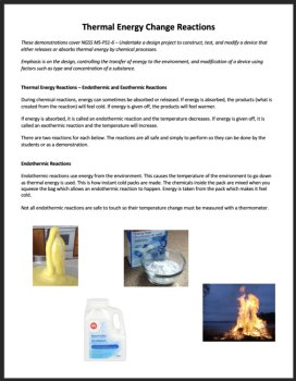 Thermal Energy Change Reactions Experiments and Demonstrations - MS-PS1-3, PS1-4, image 2