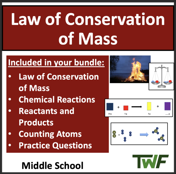 Law of Conservation of Mass Lesson - MS-PS1-5 -Middle School Lesson & Worksheet