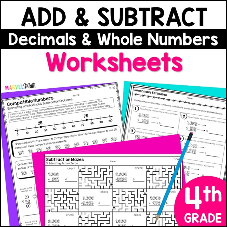 4th Grade Adding & Subtracting Whole Numbers and Decimals