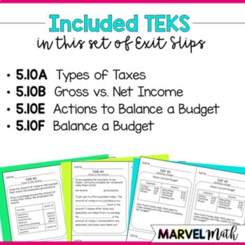 5th Grade Personal Financial Literacy TEKS Exit Slips, image 4