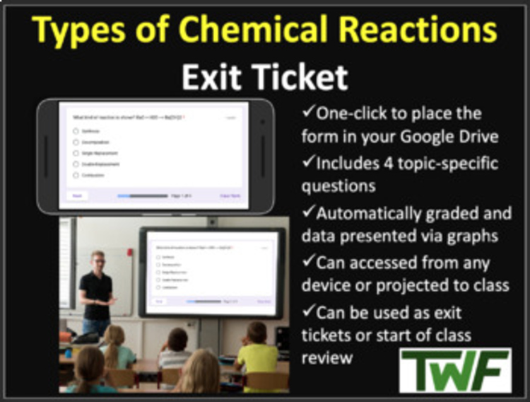 Types of Chemical Reactions Exit Ticket and Review Activity