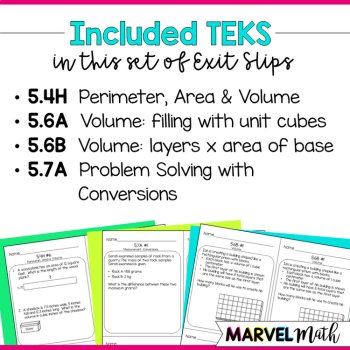 5th Grade Measurement TEKS Exit Slips, image 4