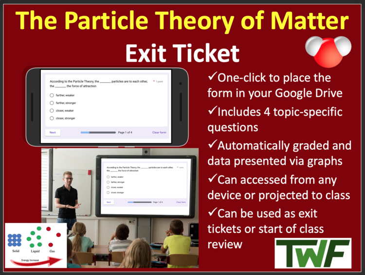 The Particle Theory of Matter Exit Ticket and Review Activity