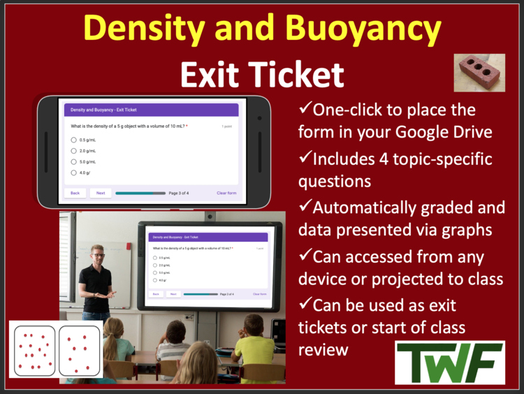 Density and Buoyancy Exit Ticket and Review Activity