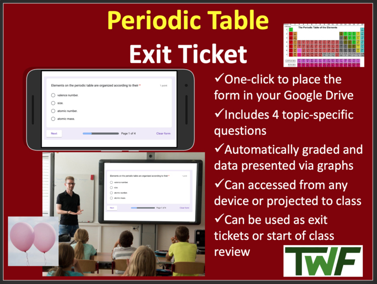 Periodic Table Exit Ticket and Review Activity