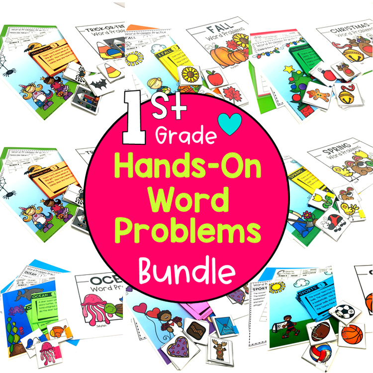 1st Grade Hands-On Word Problems Bundle: Kits 1-10