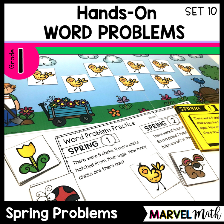 1st Grade Hands-On Word Problems Kit 10: Spring Problems