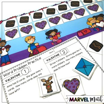 1st Grade Hands-On Word Problems Kit 9: Valentine's Day Problems, image 2