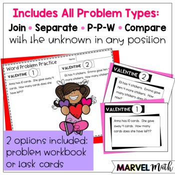 1st Grade Hands-On Word Problems Kit 9: Valentine's Day Problems, image 4