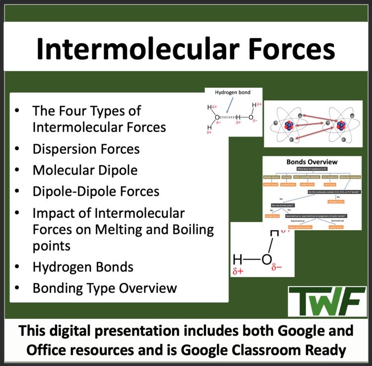 Intermolecular Forces Lesson | Dispersion Forces, Dipole-Dipole, Hydrogen Bonds