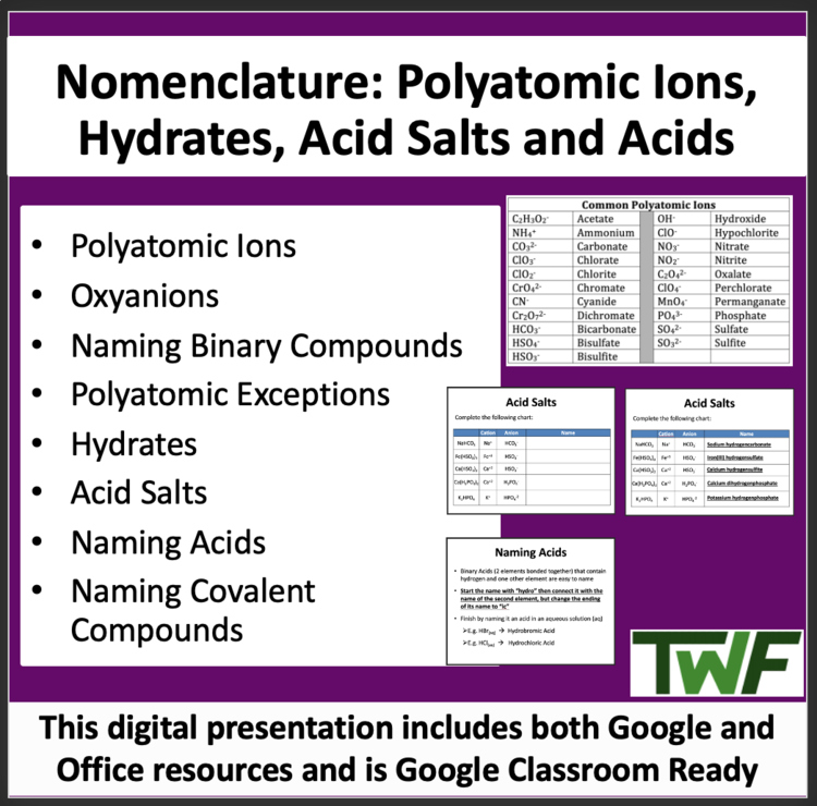 Nomenclature - Polyatomics & Covalent Compounds Lesson - Naming Binary Compounds