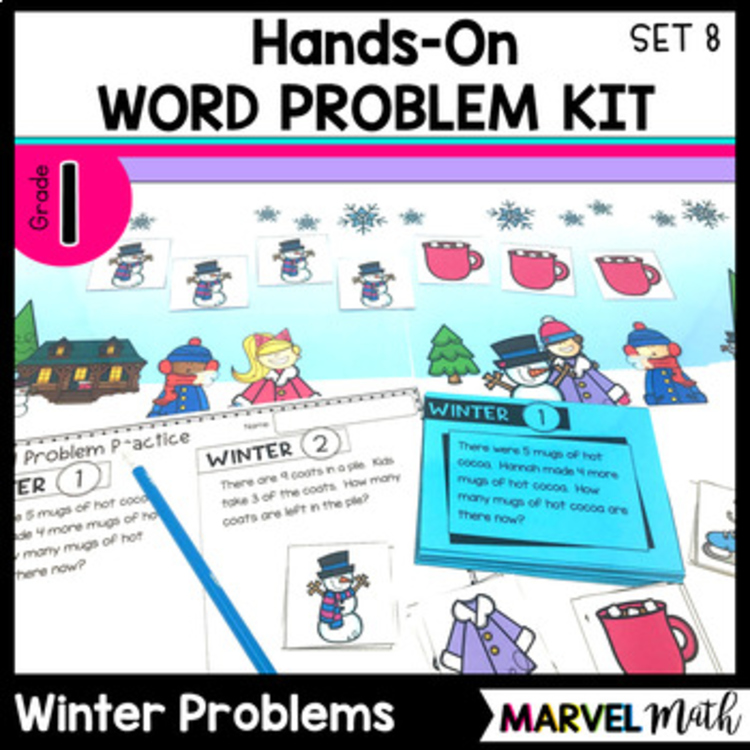 1st Grade Hands-On Word Problems Kit 8: Winter Problems