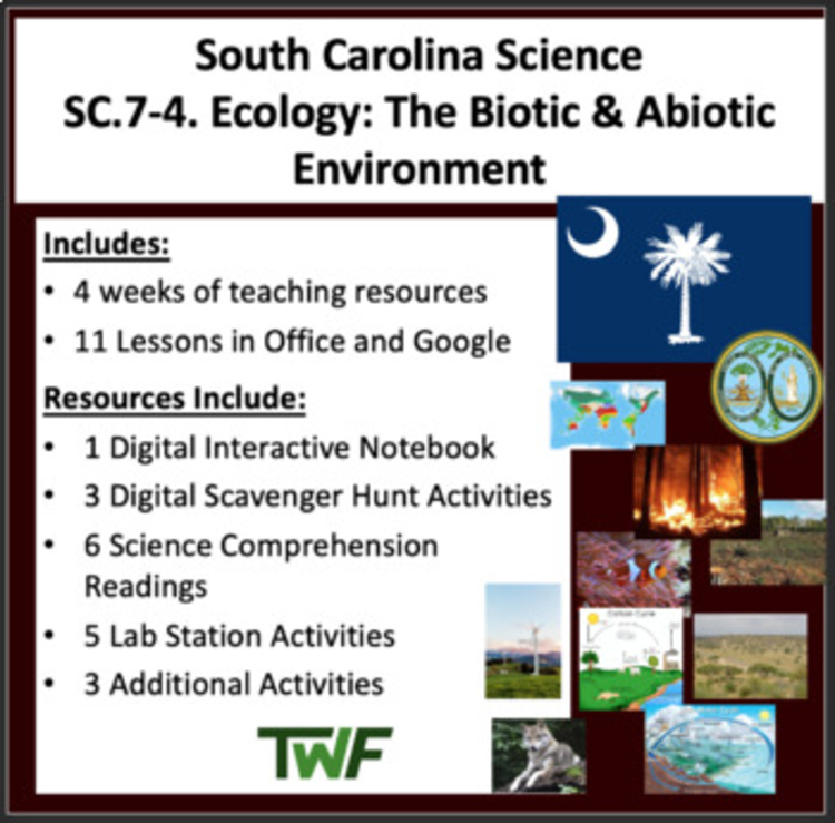 South Carolina State Standards-Science: Gr 7 SC.7-4. Ecology: Biotic and Abiotic