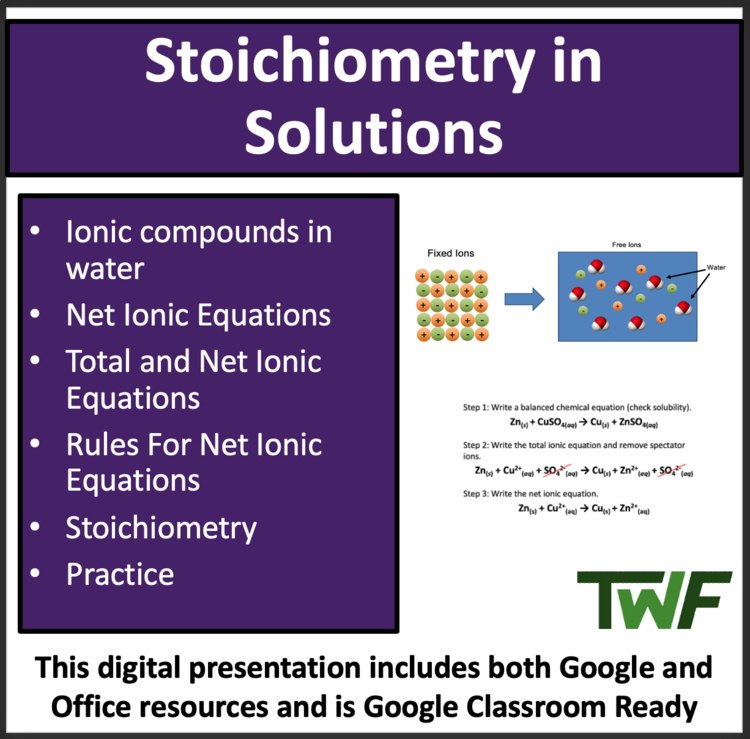 Stoichiometry in Solutions Chemistry Lesson | Total and Net Ionic Equations