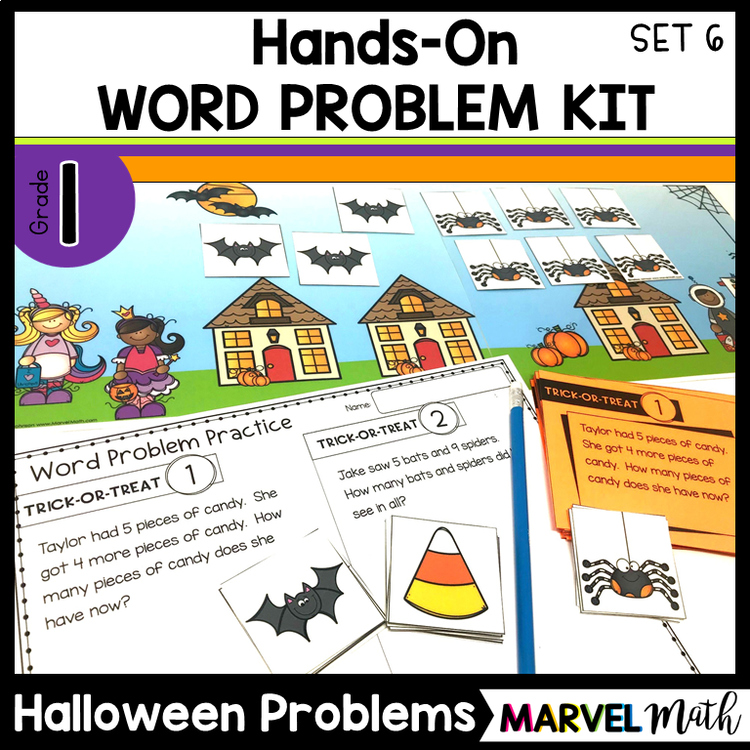 1st Grade Hands-On Word Problems Kit 6: Halloween Problems