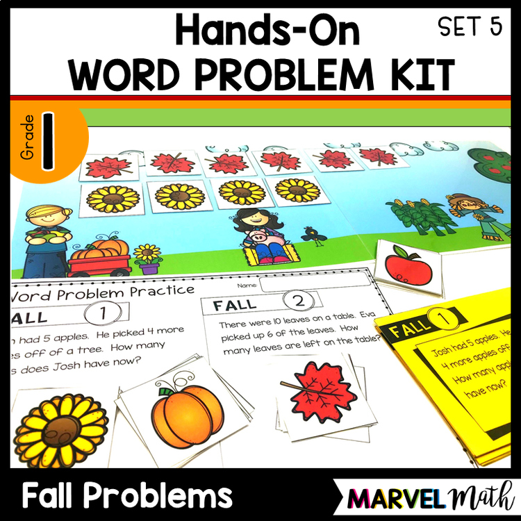 1st Grade Hands-On Word Problems Kit 5: Fall Problems