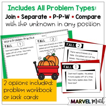 1st Grade Hands-On Word Problems Kit 5: Fall Problems, image 4