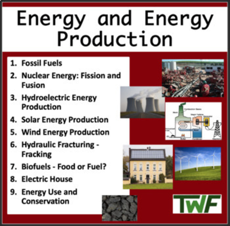 Energy and Energy Production-Science Comprehension Article Bundle-Grade 8 and Up