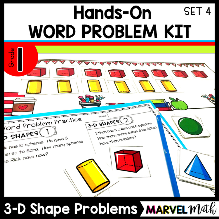 1st Grade Hands-On Word Problems Kit 4: 3-D Shapes