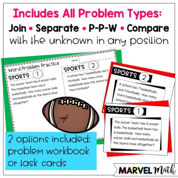 1st Grade Hands-On Word Problems Kit 3: Sports Problems, image 4