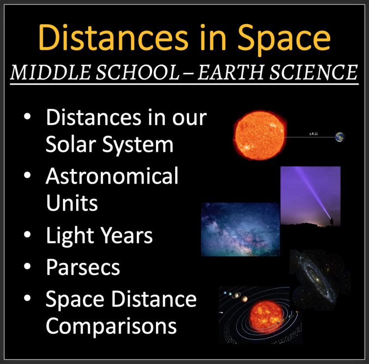 Distances in Space - MS Earth Science - Google Slides and PowerPoint Lesson