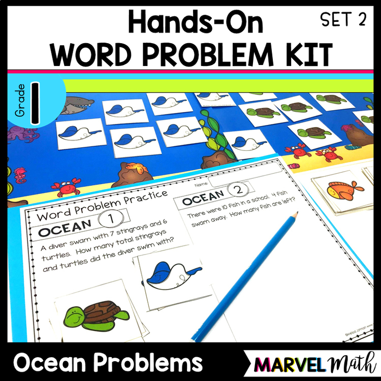 1st Grade Hands-On Word Problems Kit 2: Ocean Problems