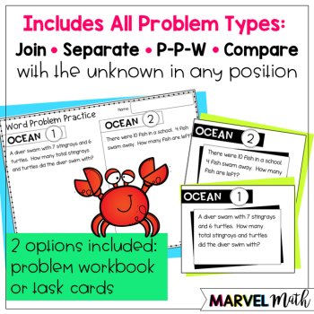 1st Grade Hands-On Word Problems Kit 2: Ocean Problems, image 4