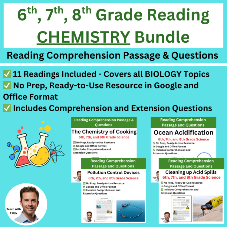 Chemistry 6th, 7th, 8th Grade Reading Comprehension & Questions - 60 Articles