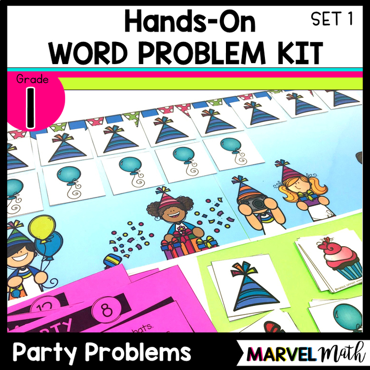 1st Grade Hands-On Word Problems Kit 1: Party Problems