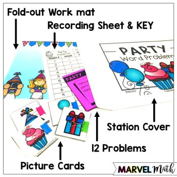 1st Grade Hands-On Word Problems Kit 1: Party Problems, image 3