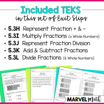 5th Grade Problem Solving with Fractions TEKS Exit Slips, image 4