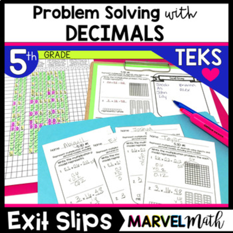 5th Grade Problem Solving with Decimals TEKS Exit Slips