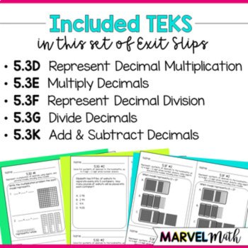 5th Grade Problem Solving with Decimals TEKS Exit Slips, image 4