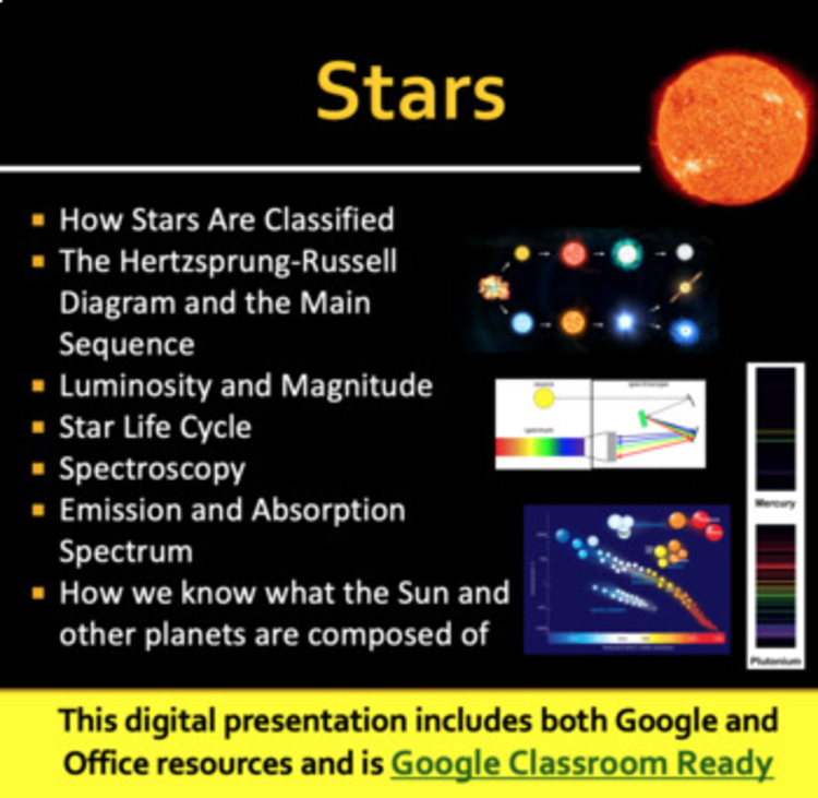 Stars - Classification and Spectroscopy - Google Slides and PowerPoint Lesson