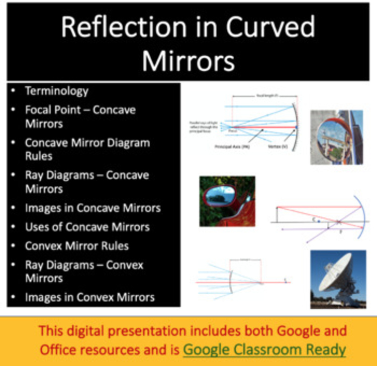 Reflection & Ray Diagrams in Curved Mirrors -Google Slides and Distance Learning