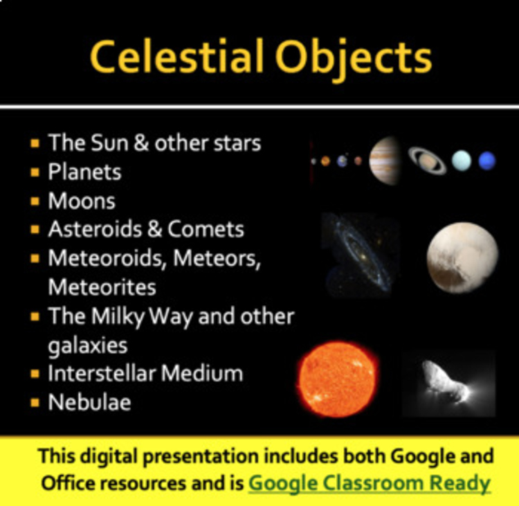 Celestial Objects - Entities in Space - Google Slides and PowerPoint Lesson