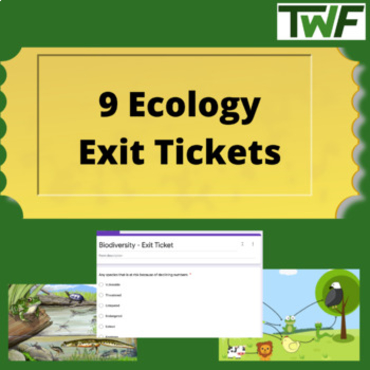 Ecology Exit Tickets - 9 Google Classroom Ready Exit Tickets - Digital Learning